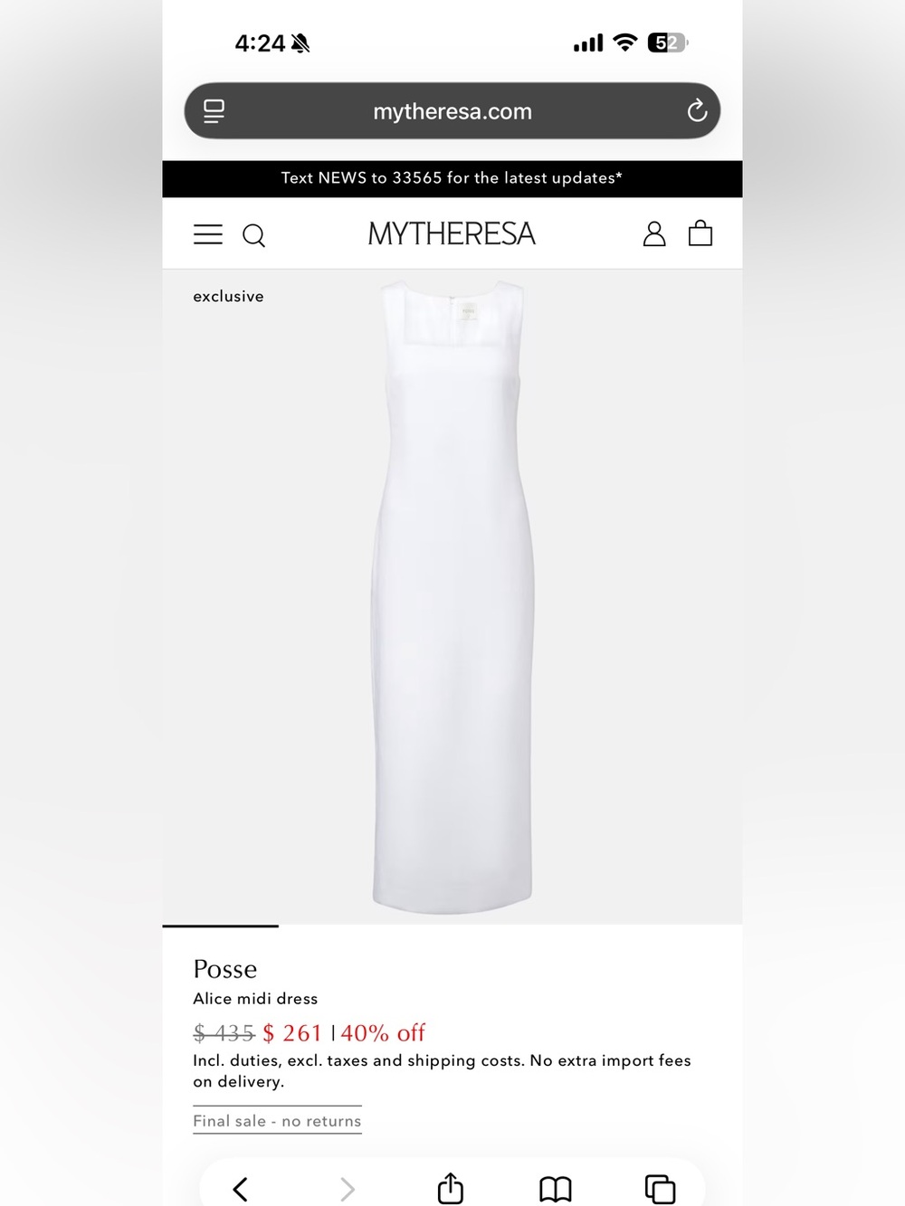 Linen Square-Neck Maxi Dress in White